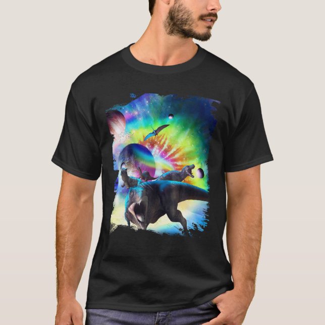 Camiseta Dinossauro Dinossauro Espacial Galáxia Dinossauros (Frente)