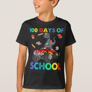 Camiseta Dinossauro Dirigindo Caminhão 100 dias de Meninos 