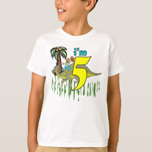 Camiseta Dinossauro do aniversário do menino 5o