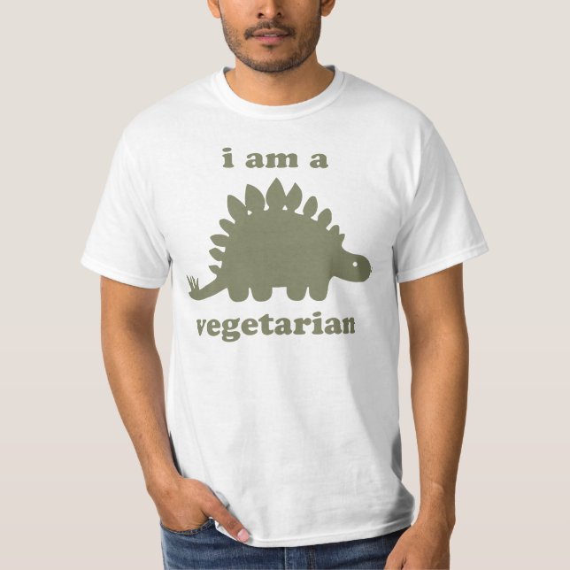 Camiseta Dinossauro do Stegosaurus do vegetariano - verde (Frente)