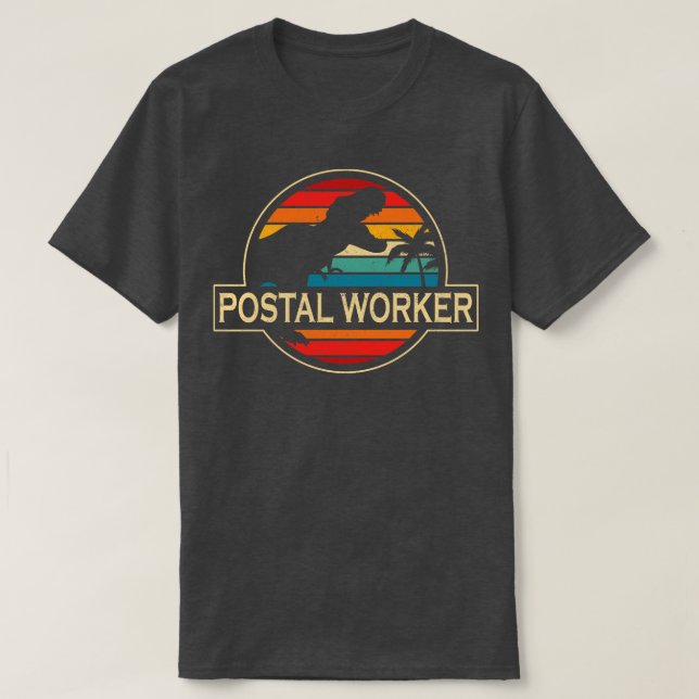 Camiseta Dinossauro do trabalhador postal (Frente do Design)