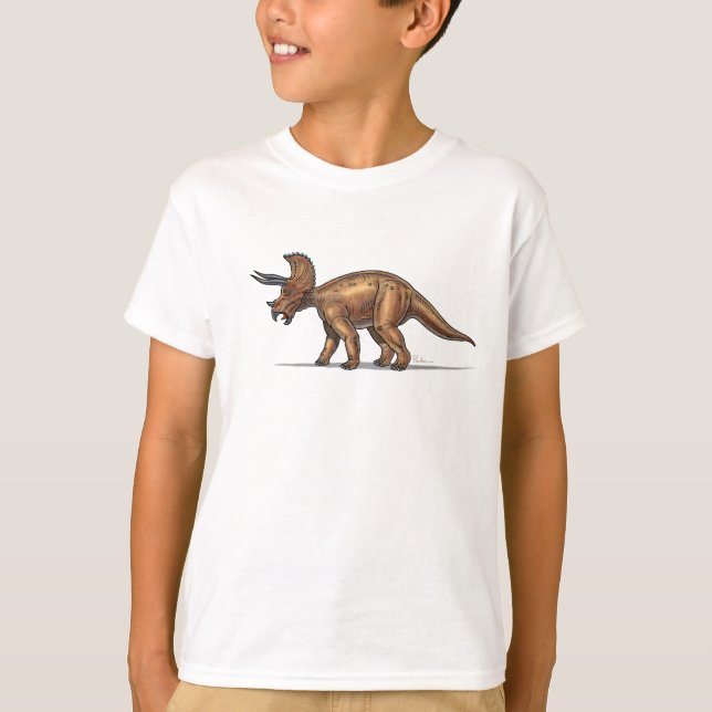 Camiseta Dinossauro do Triceratops do t-shirt dos miúdos (Frente)