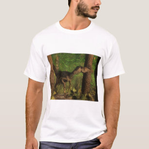 Camiseta Dinossauro do Velociraptor na floresta