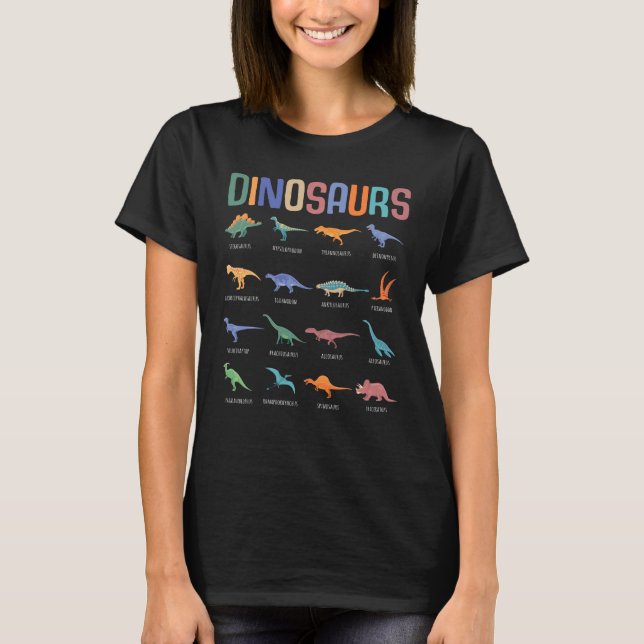 Camiseta Dinossauro Educação Tricerátops Stegosaurus Trex (Frente)