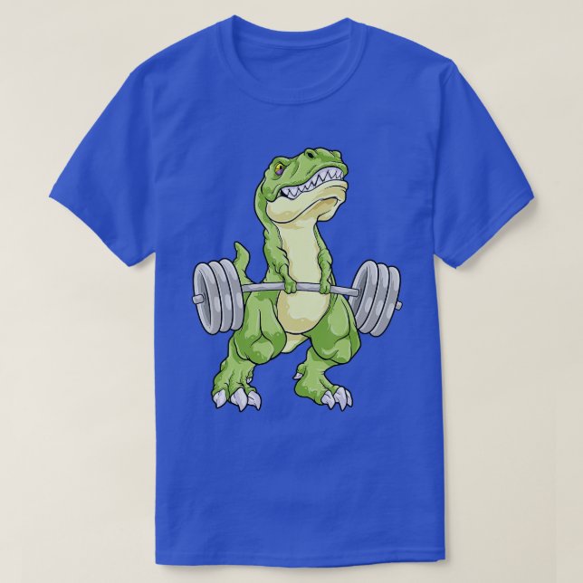 Camiseta Dinossauro Elevação de Peso Rex Malhação Gym Worko (Frente do Design)