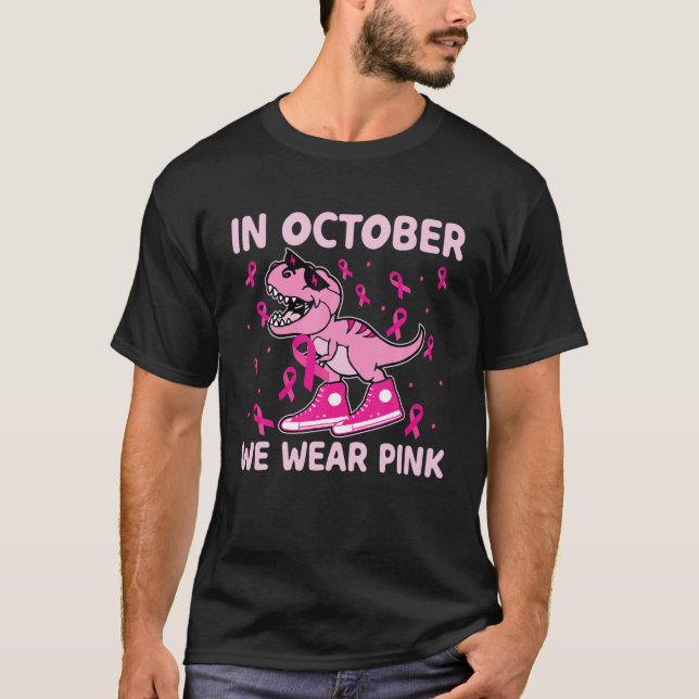 Camiseta Dinossauro Em Outubro Vestimos Criança De Cancer D (Frente)