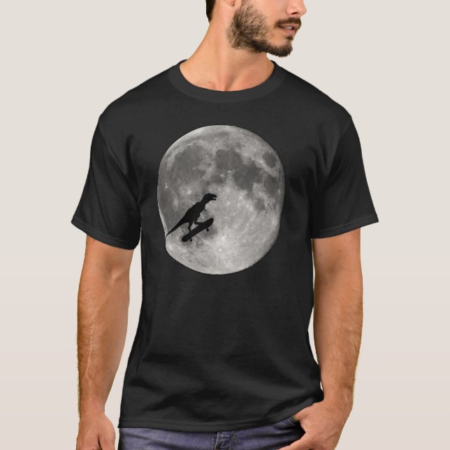 Camiseta Dinossauro em uma bicicleta no céu com t-shirt da (Frente)