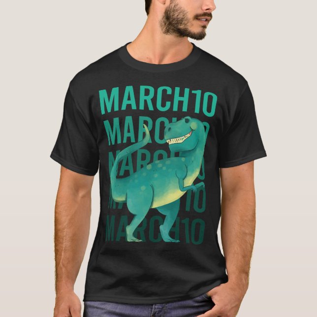 Camiseta Dinossauro Engraçado - 10 de março 10 (Frente)
