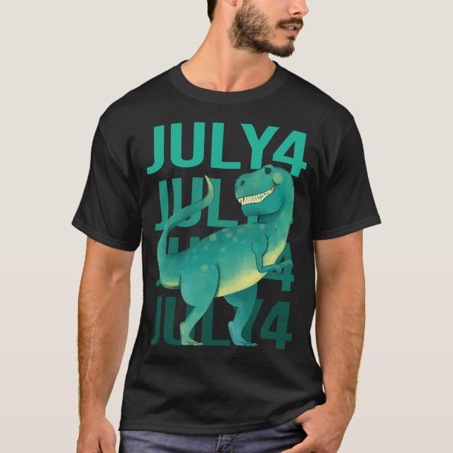 Camiseta Dinossauro Engraçado - 4 de julho de 4 04 (Frente)