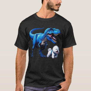 Camiseta Dinossauro Engraçado Bichon Frise Andando Cachorro