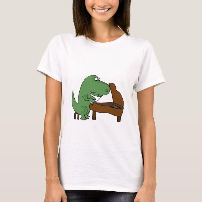 Camiseta Dinossauro engraçado de T-Rex que joga o piano (Frente)