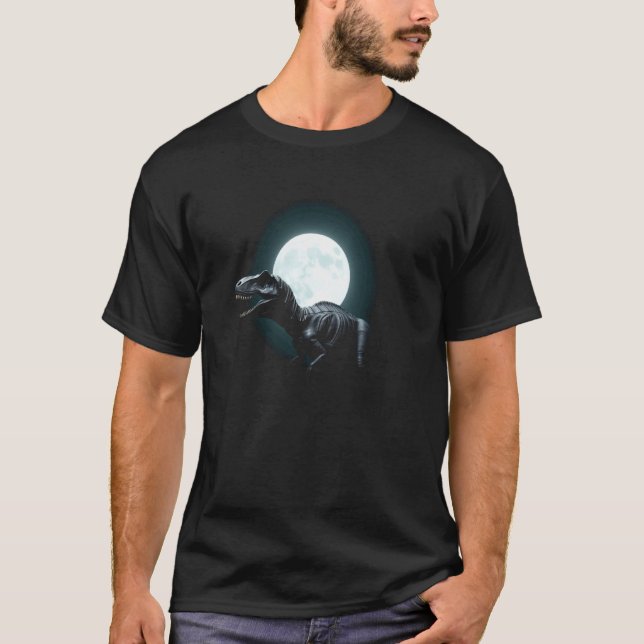 Camiseta Dinossauro Engraçado No Fósseis Da Lua Cor Vibrant (Frente)