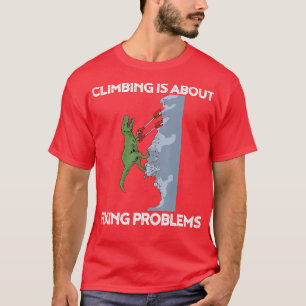 Camiseta Dinossauro Engraçado Subindo Rex Rock Clima