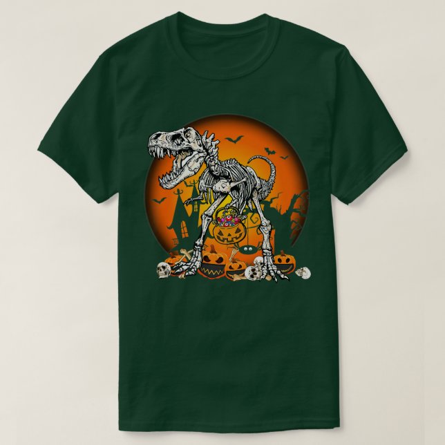 Camiseta Dinossauro Esqueleto T está assustado com Lua Hall (Frente do Design)