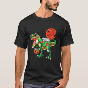 Camiseta Dinossauro Esqueleto T Rex Assustador Para Meninos