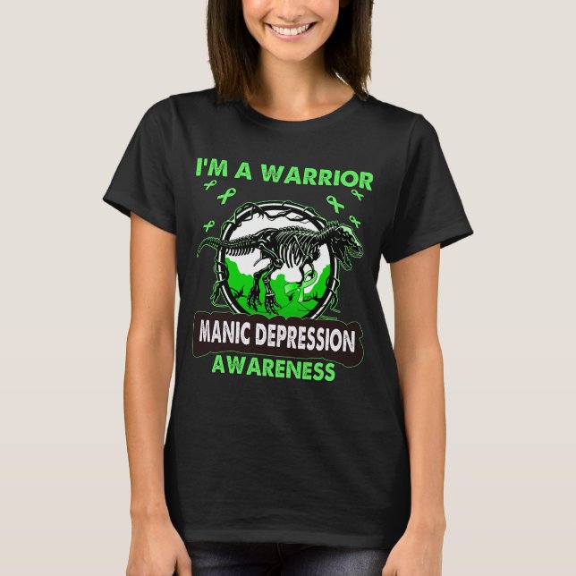 Camiseta Dinossauro Eu sou um guerreiro e senso de DEPRESSÃ (Frente)