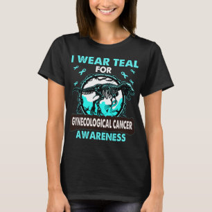 Camiseta Dinossauro Eu Visto Teal Para CANCER GYNECOLÓGICO