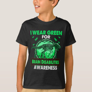 Camiseta Dinossauro Eu Visto Verde Para Deficientes CÉREBRO
