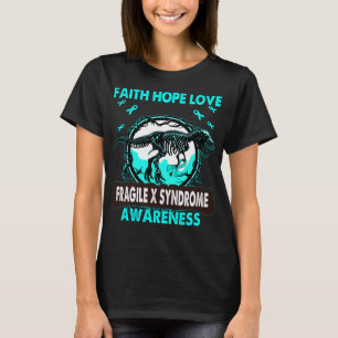 Camiseta Dinossauro Faith Hope ama FRAGILE X SÍNDROME