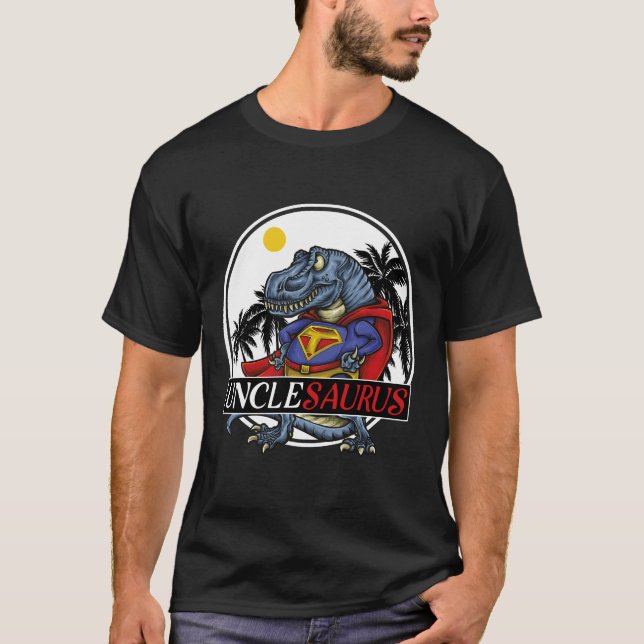 Camiseta dinossauro familiar engraçado unclesaurus (Frente)