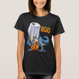 Camiseta Dinossauro Fantasma T Rex Engraçado Boo Halloween