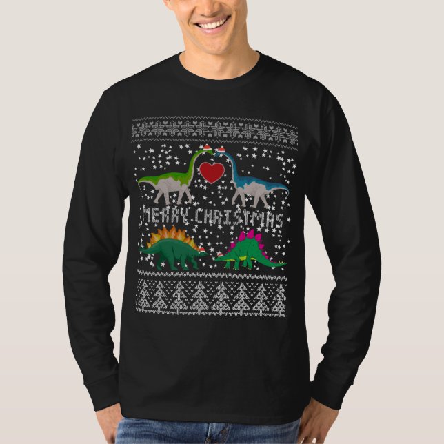 Camiseta Dinossauro Feio de Natal Doce Engraçado Xmas (Frente)