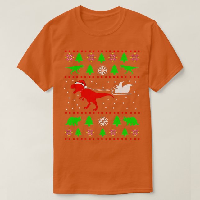 Camiseta Dinossauro Feio de Natal Garoto Criança X (Frente do Design)