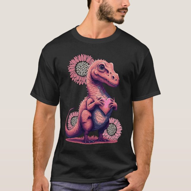 Camiseta Dinossauro feliz dia de os namorados com Leopard S (Frente)