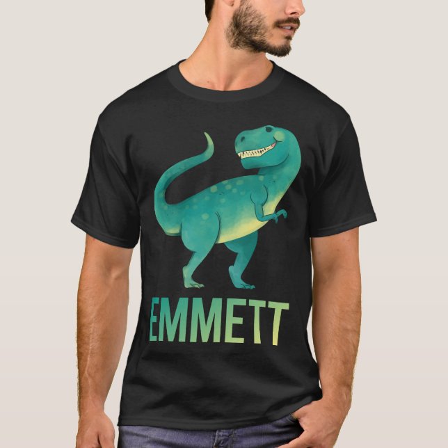 Camiseta Dinossauro Feliz - Emmett Nome (Frente)