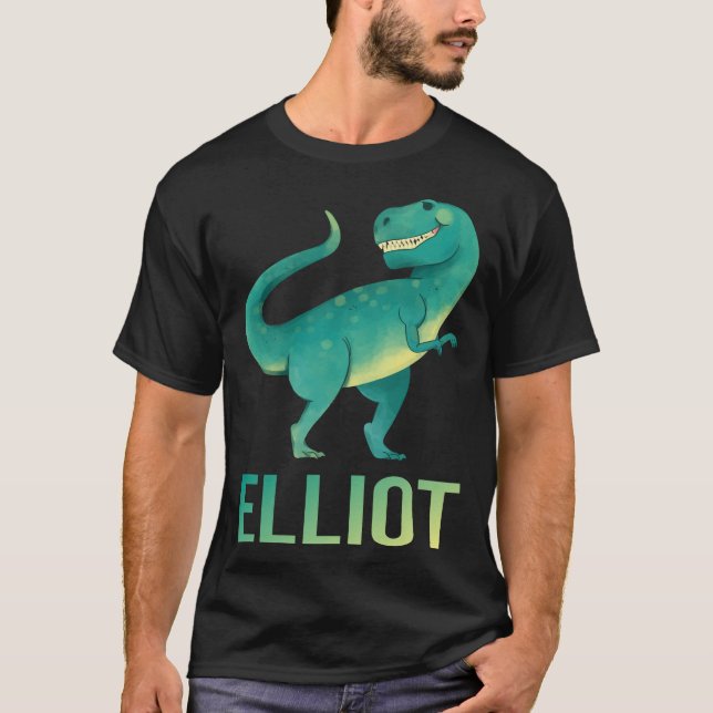 Camiseta Dinossauro Feliz - Nome Elliot (Frente)