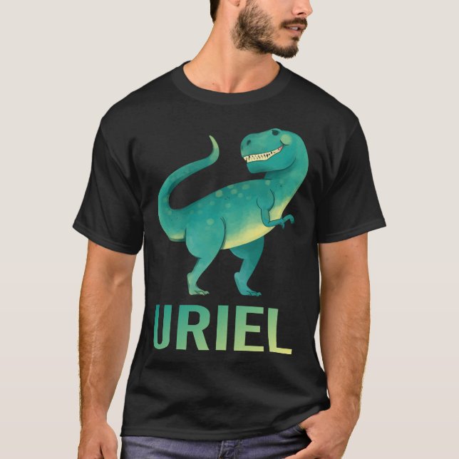 Camiseta Dinossauro Feliz - Nome Uriel (Frente)