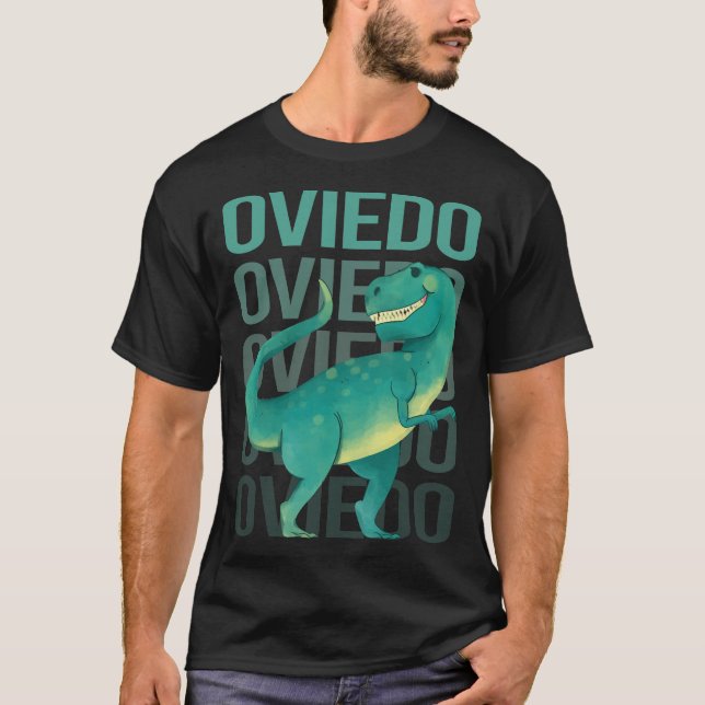 Camiseta Dinossauro Feliz Oviedo (Frente)