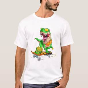 Camiseta Dinossauro Feliz Rua Pat Trex Day Dino St Patricks
