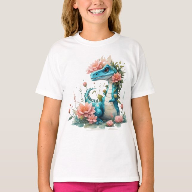 Camiseta Dinossauro Floral (Frente)