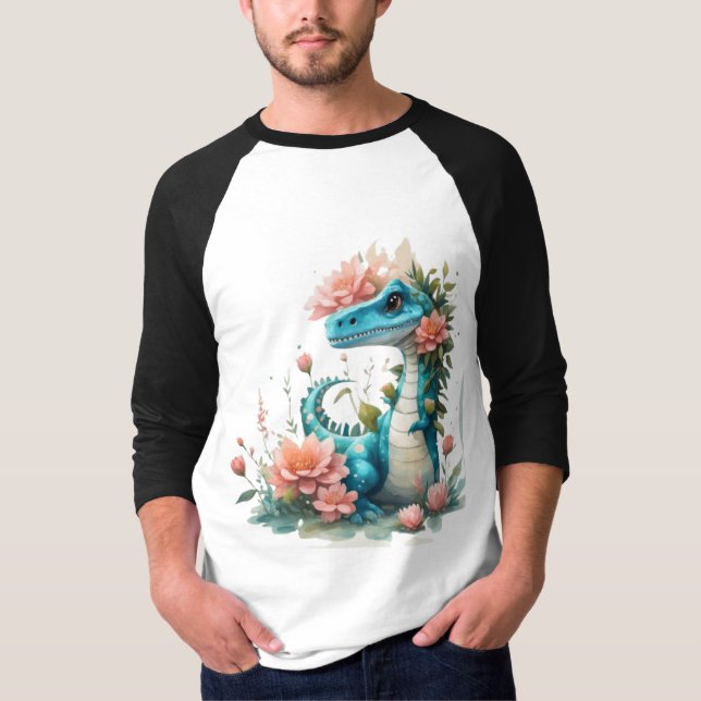 Camiseta Dinossauro Floral (Frente)