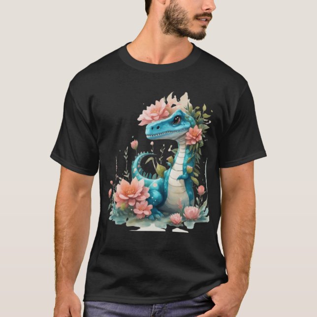 Camiseta Dinossauro Floral (Frente)