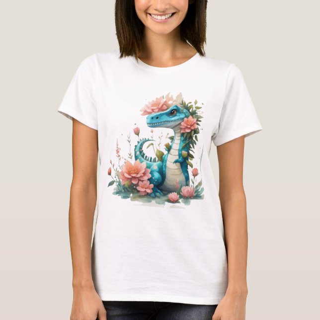 Camiseta Dinossauro Floral (Frente)