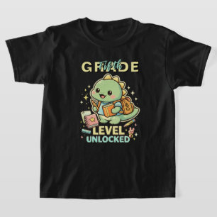 Camiseta Dinossauro Fofo Nível do Quinto Ano Desbloqueado 5