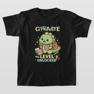 Camiseta Dinossauro Fofo Nível Terceira Série Desbloqueado