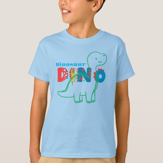 Camiseta Dinossauro Fofo Personalize Crianças (Frente)