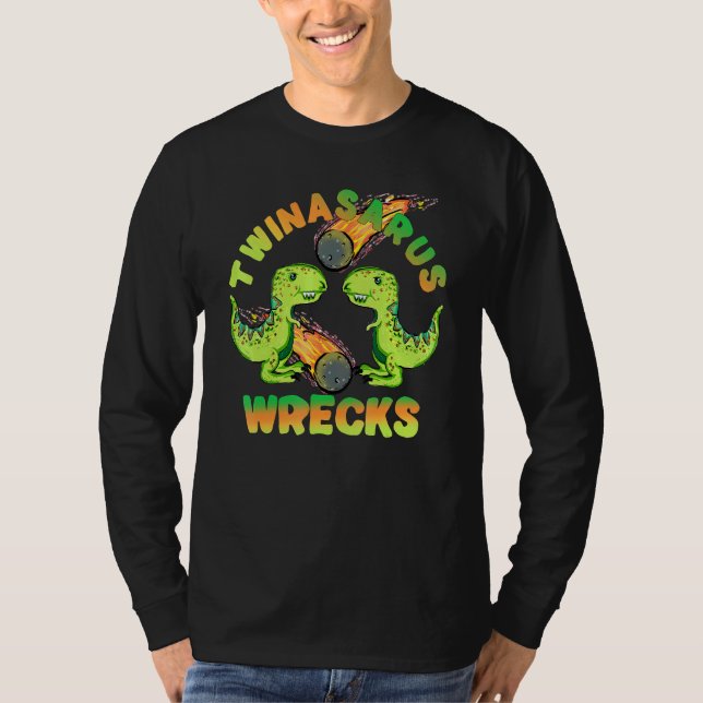 Camiseta Dinossauro Gêmeos Twinassaurus Naufraga Meteor T-R (Frente)