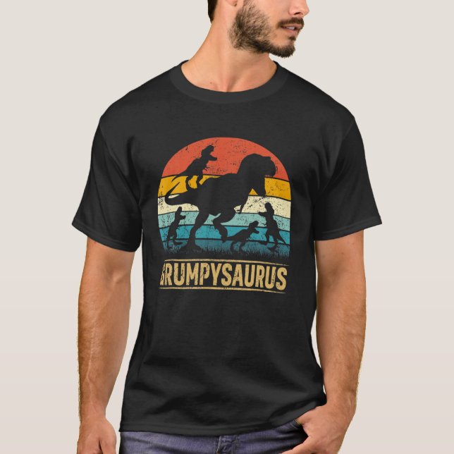 Camiseta Dinossauro Grumpy T Rex Grumpysaurus 4 Crianças Pa (Frente)