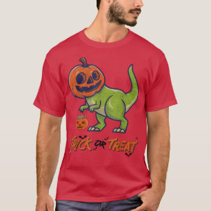 Camiseta Dinossauro Halloween Figurume Crianças de Tre o Ha