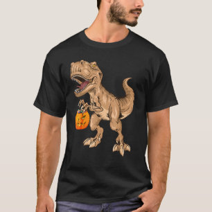 Camiseta Dinossauro Halloween T Rex Boys Pumpkin Jackolante