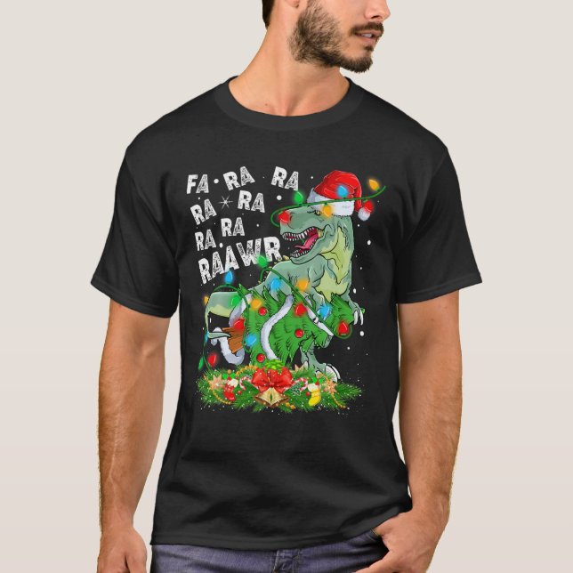 Camiseta Dinossauro Iluminação Natal Fa Ra Ra Raawr Tree Re (Frente)