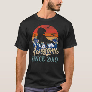Camiseta Dinossauro Incrível Desde 2019 aniversário de 3 an