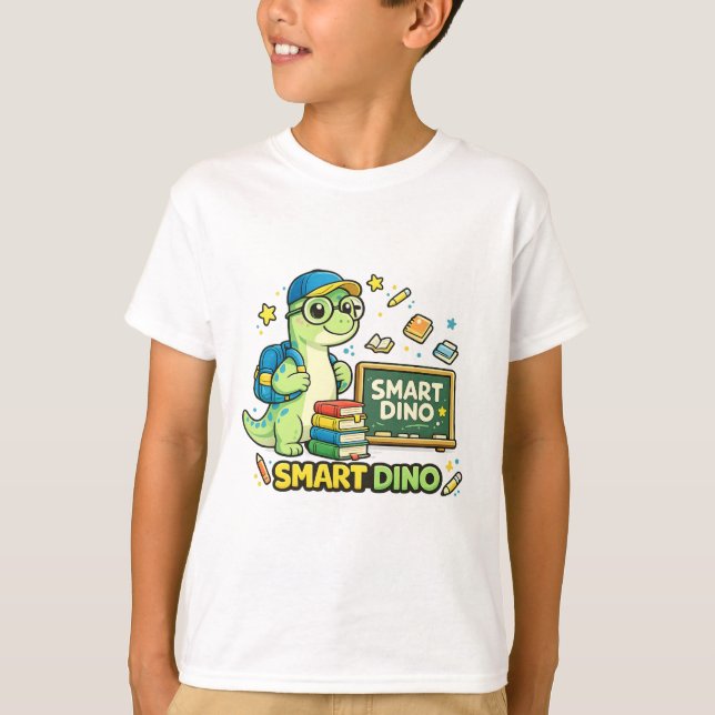 Camiseta Dinossauro Inteligente Volta às Aulas (Frente)