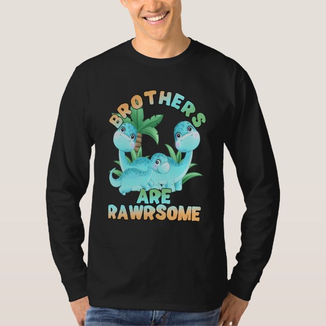 Camiseta Dinossauro Irmão 3 Irmãos Grande Pequeno Rawy Médi (Frente)