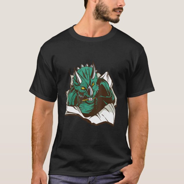 Camiseta Dinossauro Irritado Assustador (Frente)