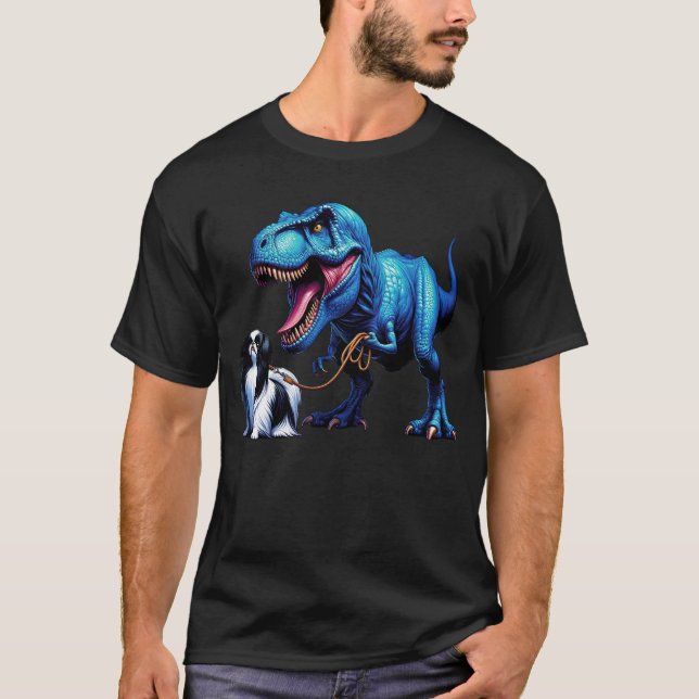 Camiseta Dinossauro Japonês Chin Andando Cachorro (Frente)